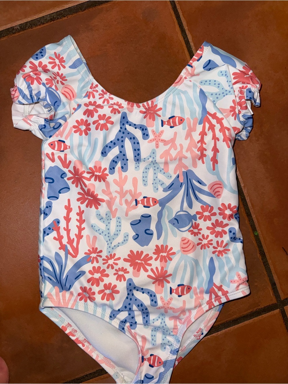 Carter's Girls'‎ Coral and Blue Sea Life One-Piece Swimsuit